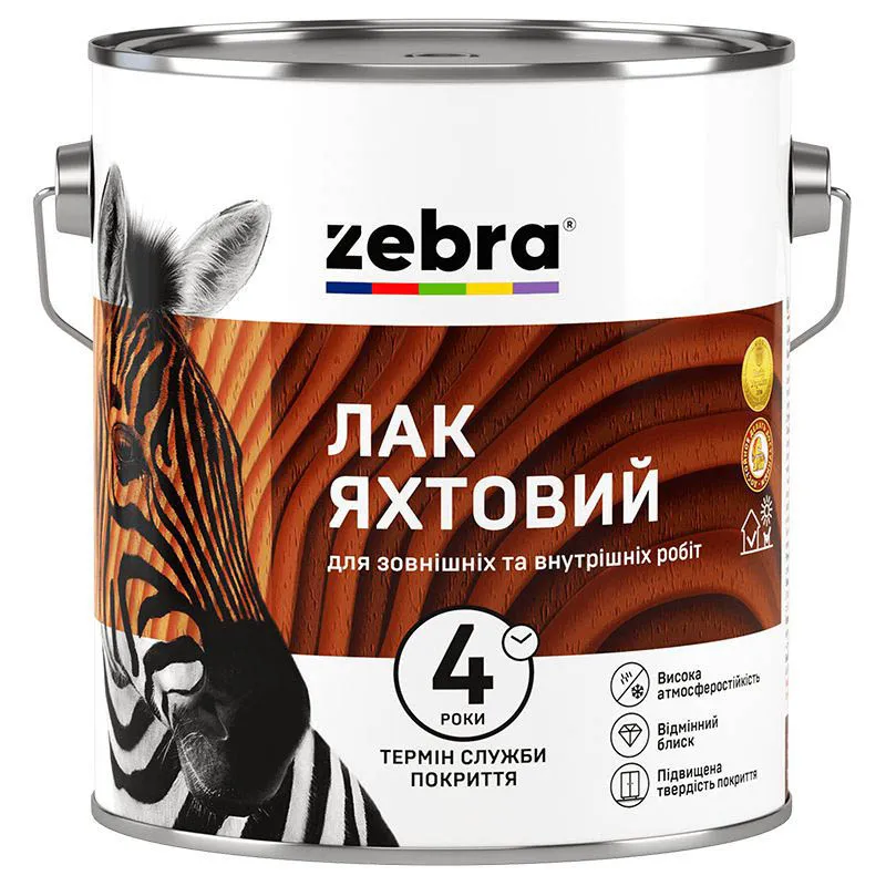 Лак яхтный Zebra, 0,75 л, глянцевый купить недорого в Украине, фото 1