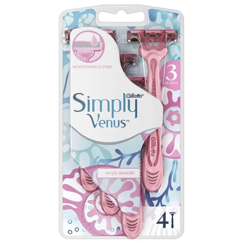 Бритви одноразові Gillette Simply Venus 3, 4 шт, 81658077 купити недорого в Україні, фото 1