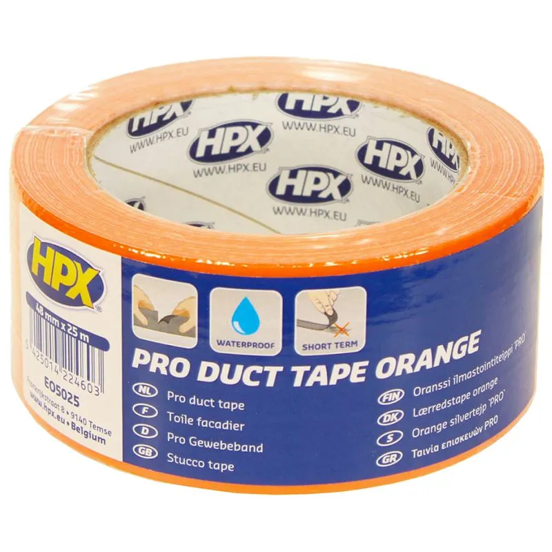 Лента армированная HPX Duct Tape PRO, 48 мм x 25 м, оранжевый, EO5025 купить недорого в Украине, фото 1
