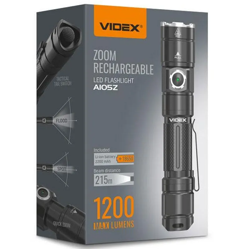 Ліхтарик світлодіодний портативний Videx VLF-A105Z, 1200 лм, 5000 K, 26567 купити недорого в Україні, фото 2