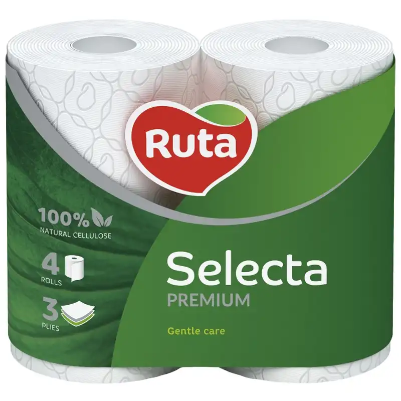 Бумага туалетная Ruta Selecta, 4 рулона, белый купить недорого в Украине, фото 1