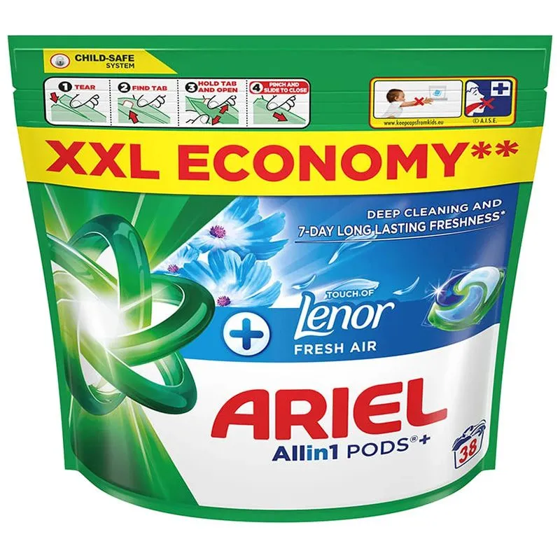 Капсулы для стирки Ariel Автомат Прикосновение свежего воздуха Lenor, 38 шт х 20,8 г купить недорого в Украине, фото 1