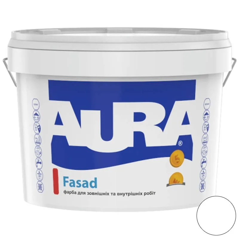 Краска фасадная Aura Fasad 3,5 кг, белый купить недорого в Украине, фото 1