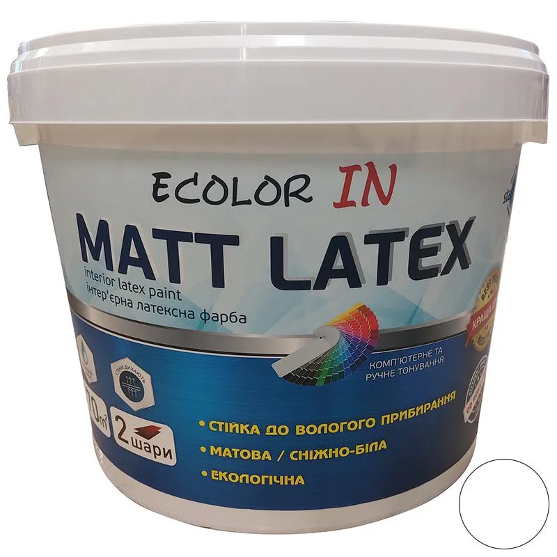 Краска интерьерная латексная Stachema Ecolor In Matt Latex, 10 л, матовая, белый купить недорого в Украине, фото 1