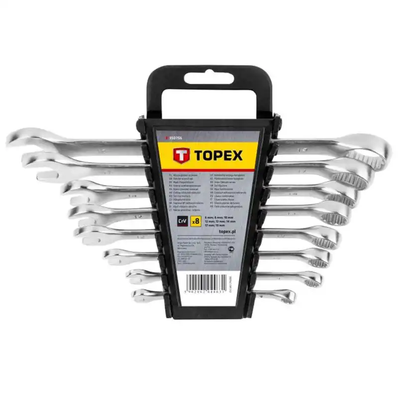 Ключи рожково-накидные Topex, ХВ, 6-19 мм, 8 шт., 35D756 купить недорого в Украине, фото 1