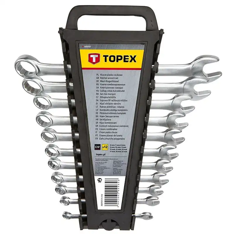 Ключі ріжково-накидні Topex, 6-22 мм, 12 шт., 35D757 купити недорого в Україні, фото 1
