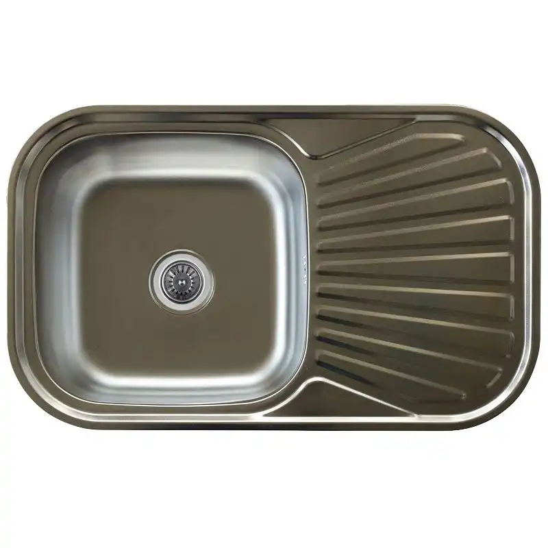 Мийка кухонна Platinum Satin 7848, 780x480x180 мм, нержавіюча сталь, сірий купити недорого в Україні, фото 1