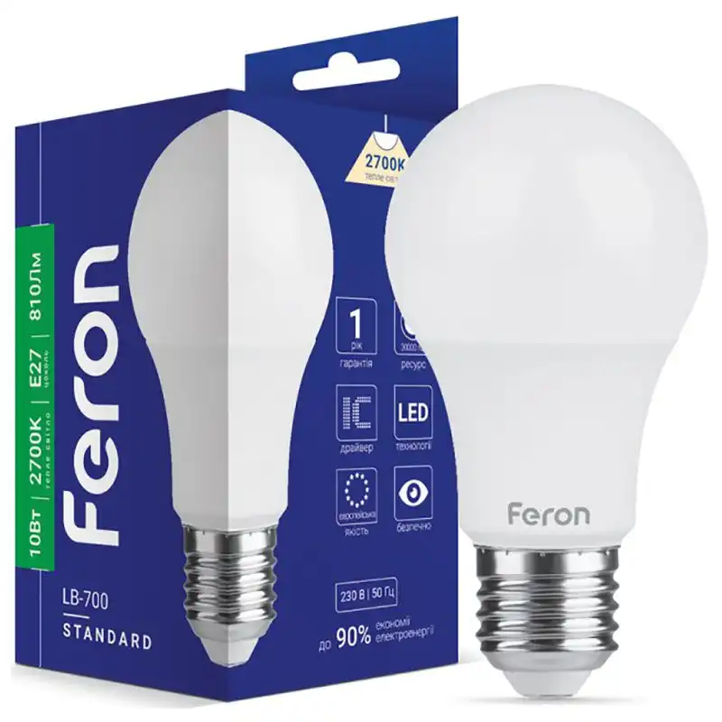 Лампа Feron LB-700 A60, 10W, E27, 2700K, 6632 купити недорого в Україні, фото 1