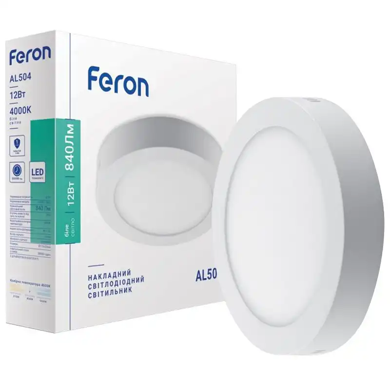 Світильник світлодіодний накладний Feron AL504, 12 Вт, 4000 К, 6659 купити недорого в Україні, фото 2