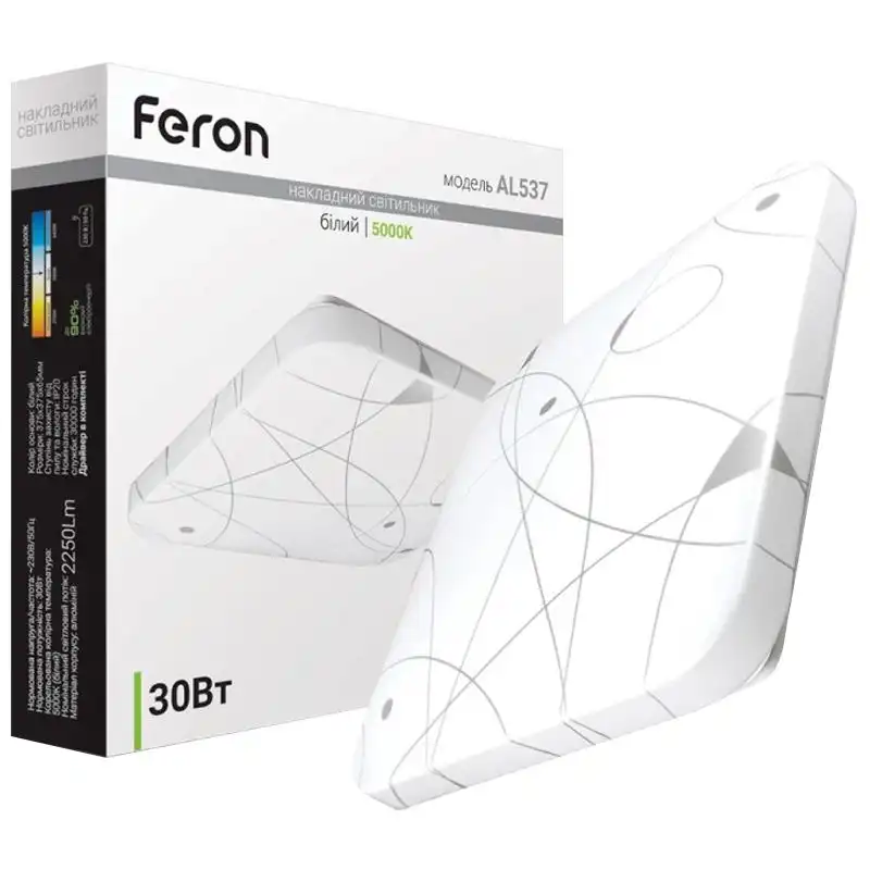 Світильник світлодіодний накладний Feron AL537, 30 Вт, 5000 К, 6651 купити недорого в Україні, фото 2
