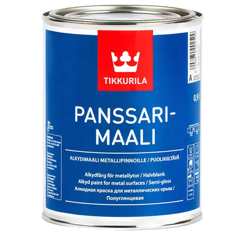 Фарба для металевих дахів Tikkurila Panssarimaali, база А, 0,9 л купити недорого в Україні, фото 1