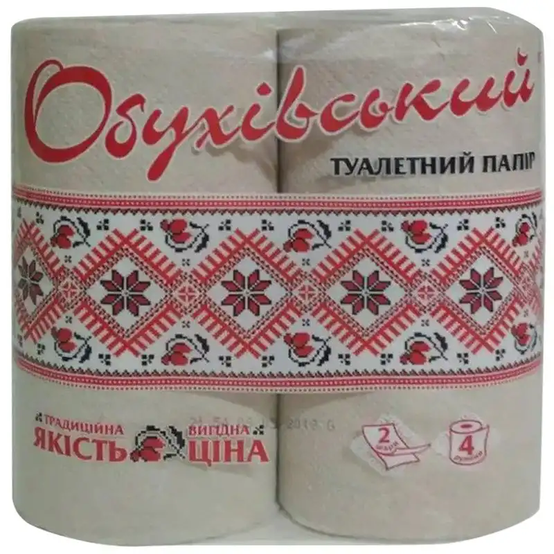 Бумага туалетная Обухов, двухслойная, 4 шт., серый купить недорого в Украине, фото 1