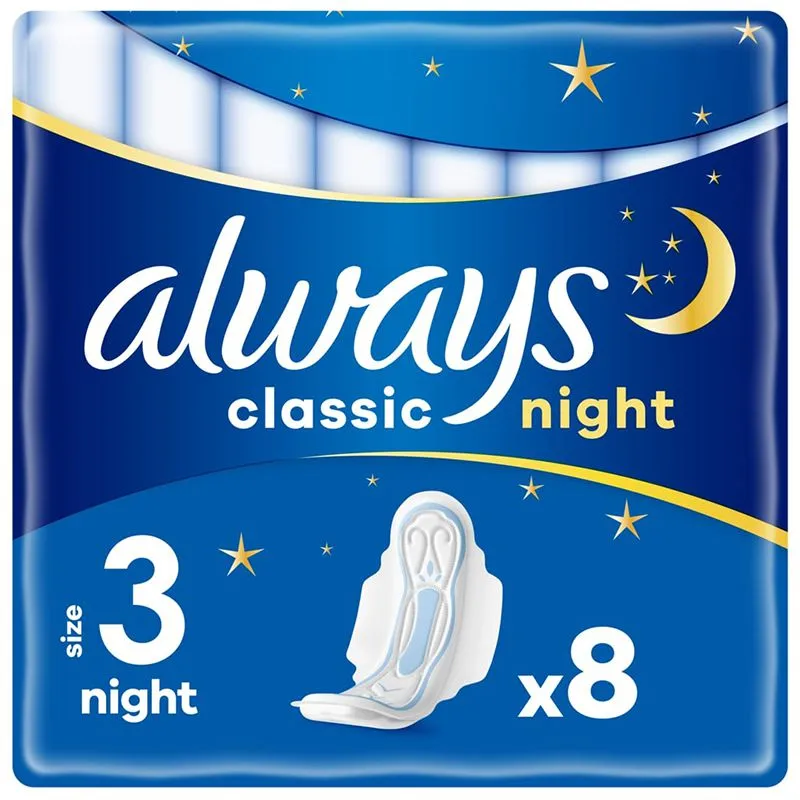 Прокладки Always Classic Night Single, 8 шт купити недорого в Україні, фото 1