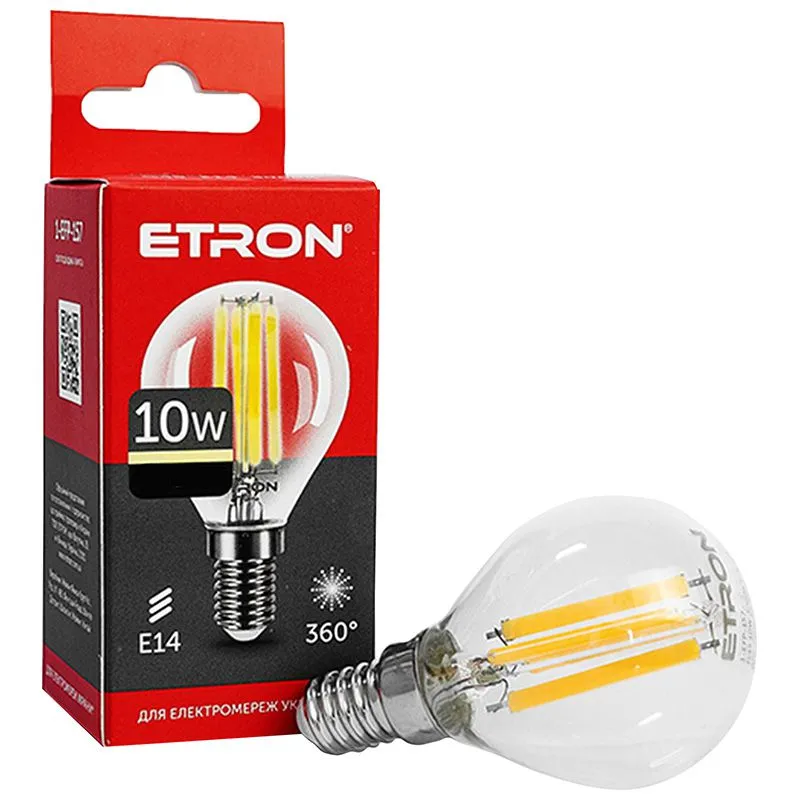 Лампа філаментна Etron, 10W, G45 E14, 3000K, 1-EFP-157 купити недорого в Україні, фото 1