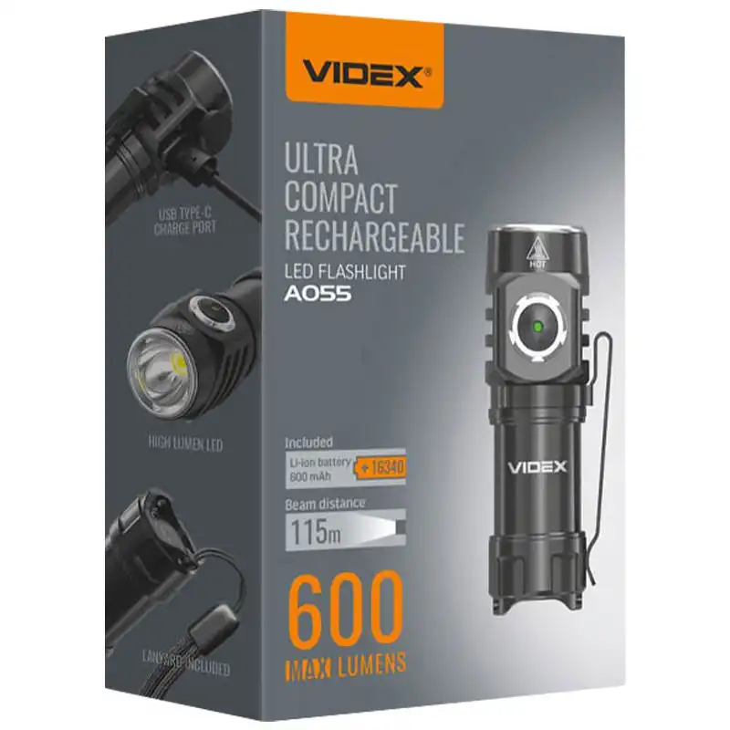 Фонарик светодиодный портативный Videx VLF-A055, 600Lm, 5700K, VIDEX-26569 купить недорого в Украине, фото 2