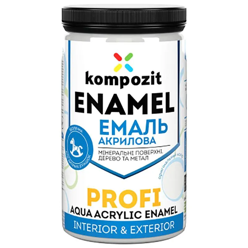 Емаль акрилова Kompozit Profi, 0,7 л, шовковисто-матовий, білий купити недорого в Україні, фото 1