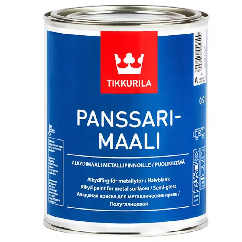 Фарба для металевих дахів Tikkurila Panssarimaali, база С, 0,9 л купити недорого в Україні, фото 1