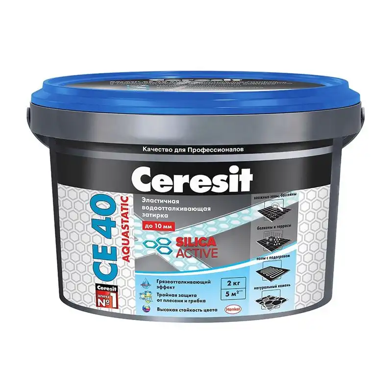 Затирка для швів Ceresit CE-40 Aquastatic, 2 кг, білий купити недорого в Україні, фото 1