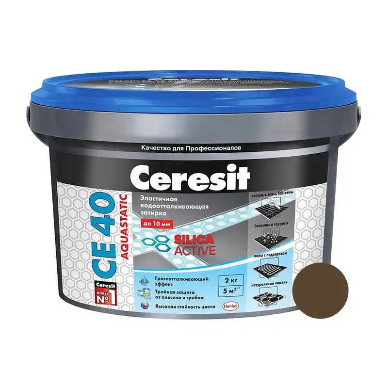 Затирка для швів Ceresit CE-40 Aquastatic, 2 кг, горіховий купити недорого в Україні, фото 1