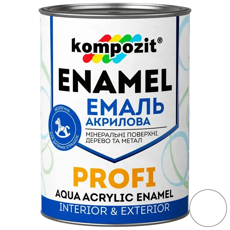 Эмаль акриловая Kompozit Profi, 0,7 л, глянцевая, белая купить недорого в Украине, фото 1