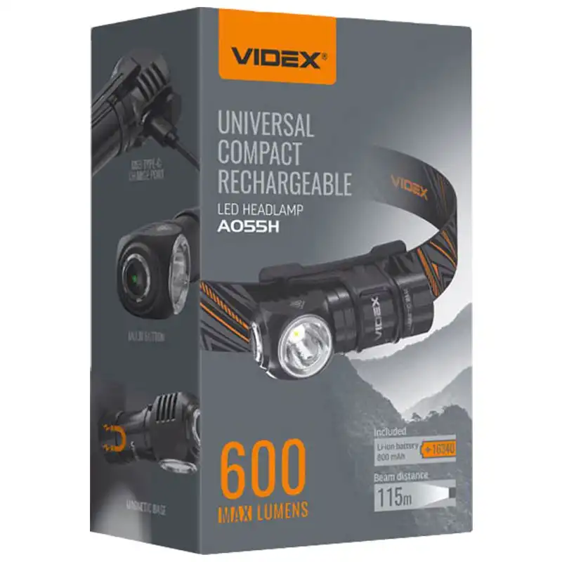 Фонарик светодиодный портативный Videx VLF-A055H, 600Lm, 5700K, VIDEX-26568 купить недорого в Украине, фото 2