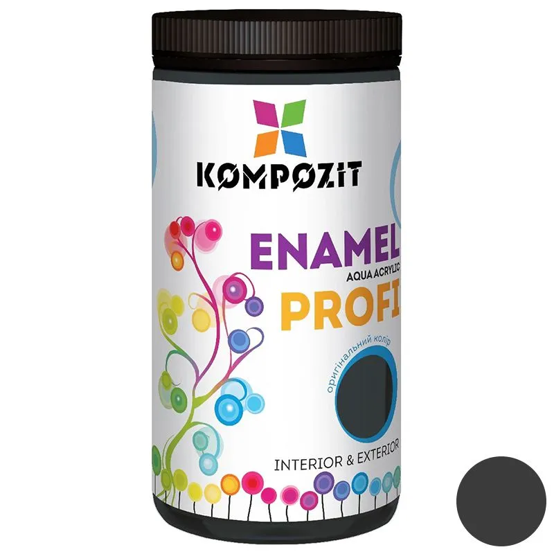 Эмаль акриловая Kompozit Profi, RAL 7024, 0,7 л, глянцевая, графит купить недорого в Украине, фото 1