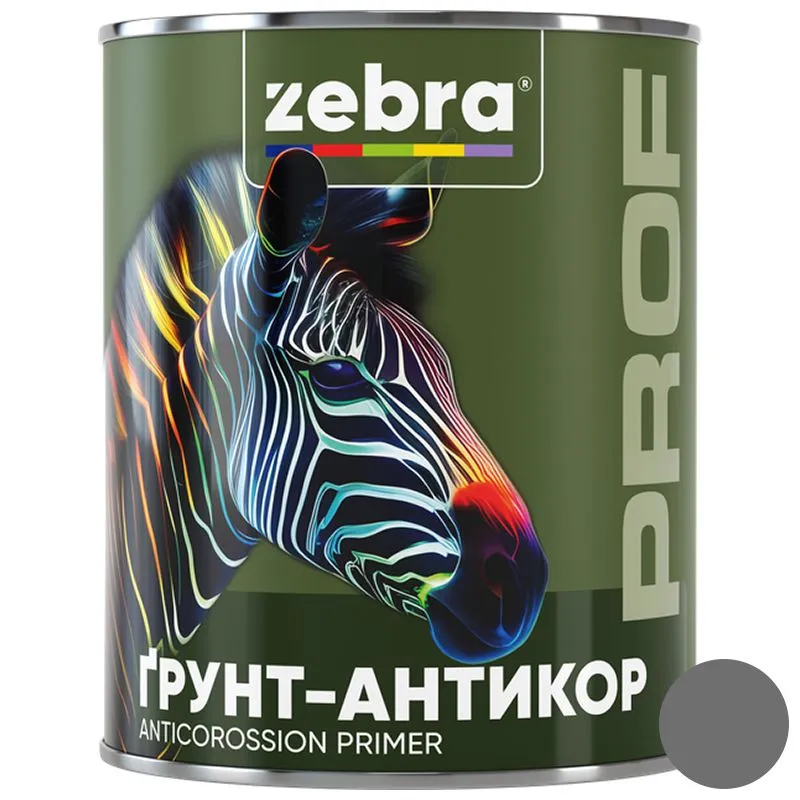 Грунт-антикор Zebra PROF 1117 017P, 0,25 кг, серый купить недорого в Украине, фото 1