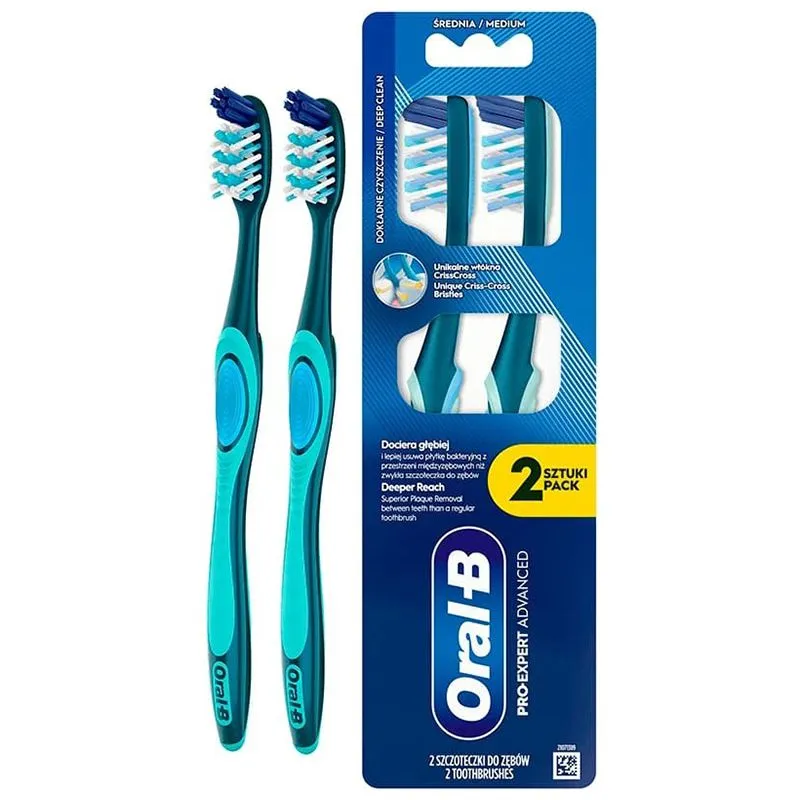 Зубная щетка Oral-B Pro Expert Все-в-одном 40, 2 шт, 8700216445481 купить недорого в Украине, фото 1