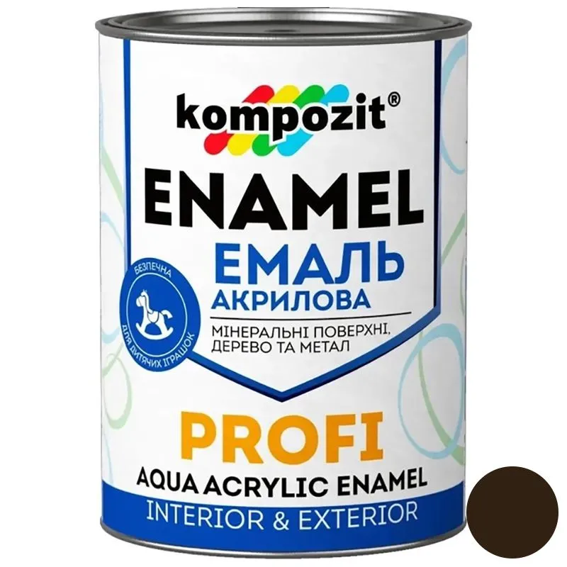 Емаль акрилова Kompozit Profi, 0,7 л, глянцева, коричневий купити недорого в Україні, фото 1