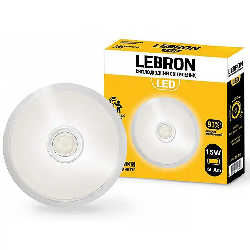 Світильник LED круглий Lebron L-WLO-S, 15W, 4100K, ІР65, датчик руху, 15-37-35 купити недорого в Україні, фото 1