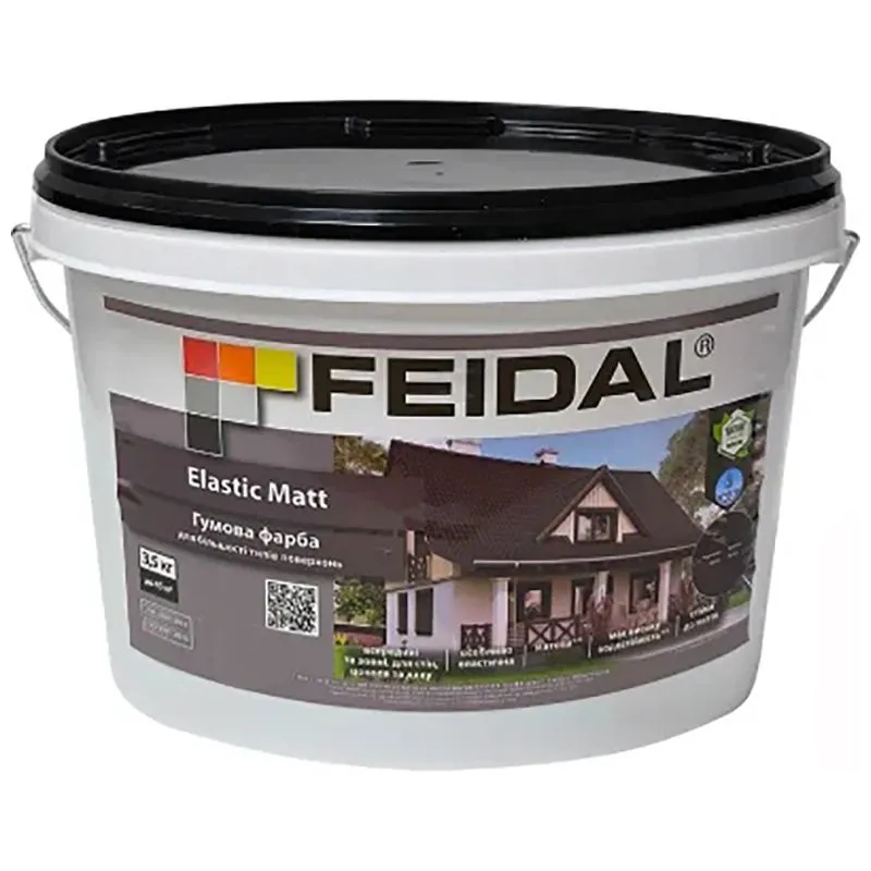 Резиновая краска Feidal Elastic Matt, белый, 3,5 кг купить недорого в Украине, фото 1
