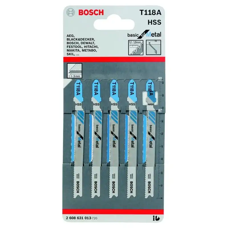 Пилка для лобзика Bosch Т118A, 5 шт., 608631013 купити недорого в Україні, фото 1