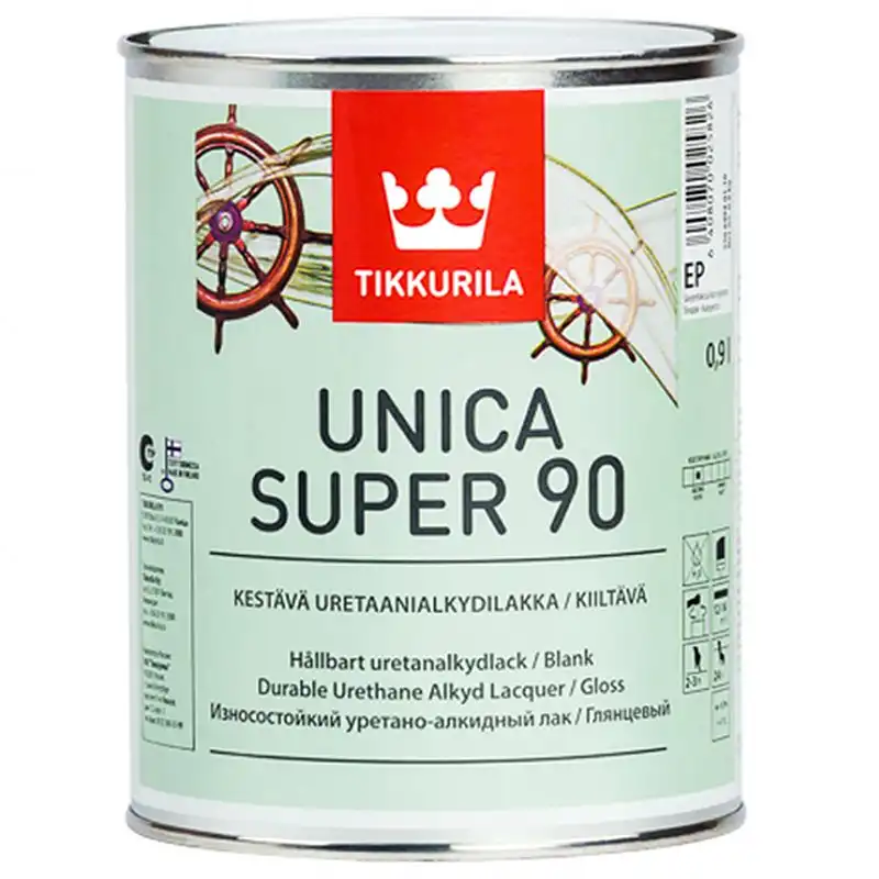 Лак Tikkurila Unica Super, 0,9 л, глянцевий купити недорого в Україні, фото 1