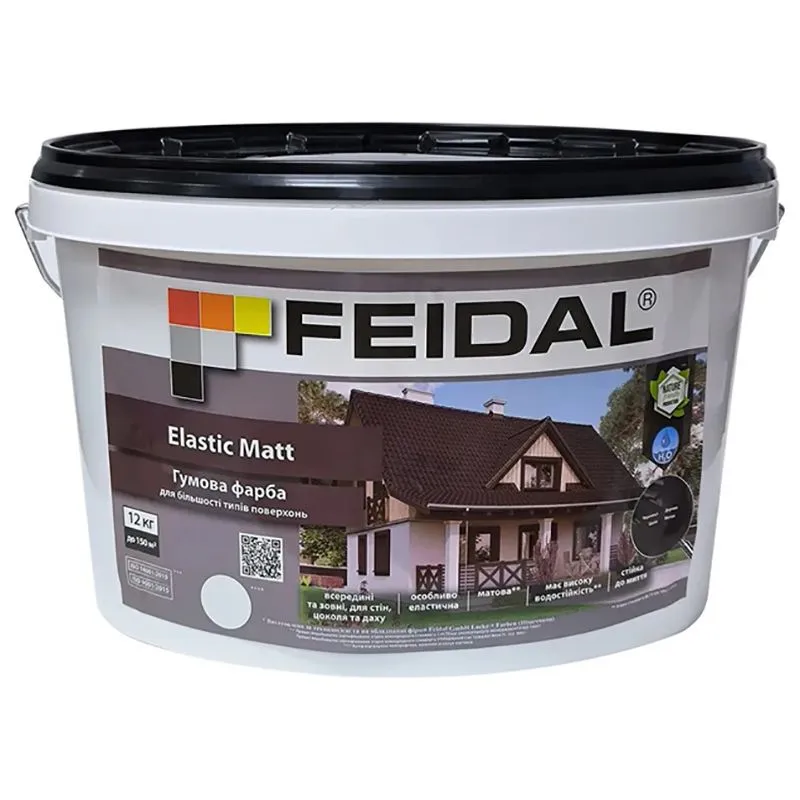 Гумова фарба Feidal Elastic Matt, білий, 12 кг купити недорого в Україні, фото 1