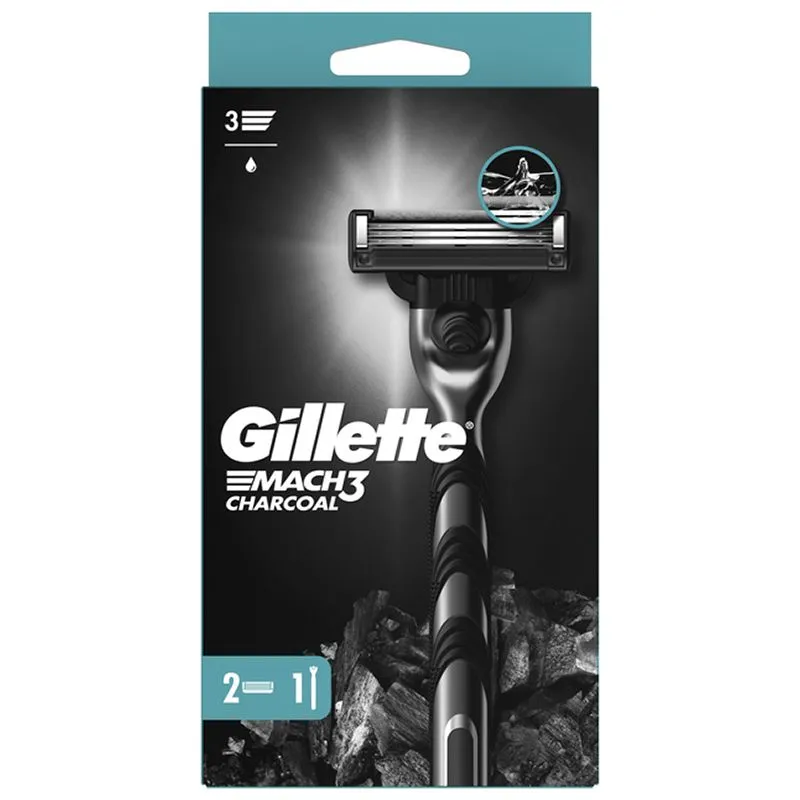 Бритва Gillette Mach 3 Charcoal, 2 сменные кассети купить недорого в Украине, фото 1