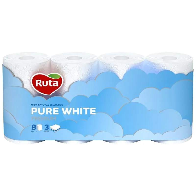 Туалетний папір Ruta Pure White, 8 рулонів, 58768988 купити недорого в Україні, фото 1