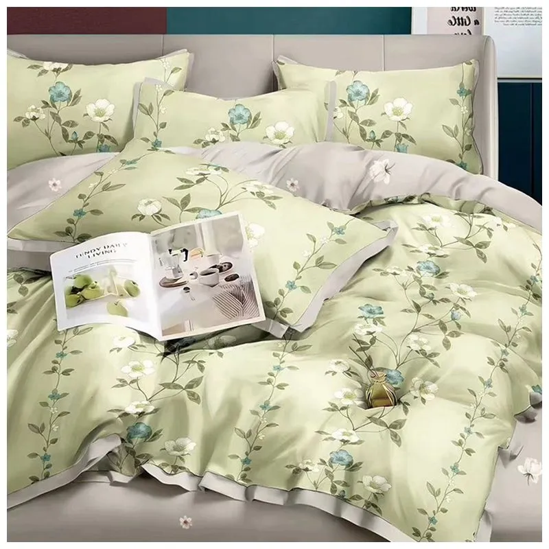 Комплект постельного белья евро Soho Flower Olive Grey, 6999178 купить недорого в Украине, фото 1