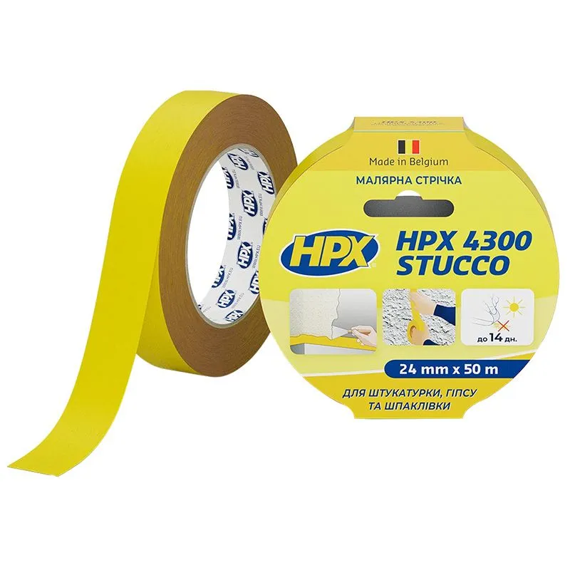 Стрічка малярна HPX Stucco 120°C, 24 мм х 50 м, жовтий, MY2450 купити недорого в Україні, фото 1