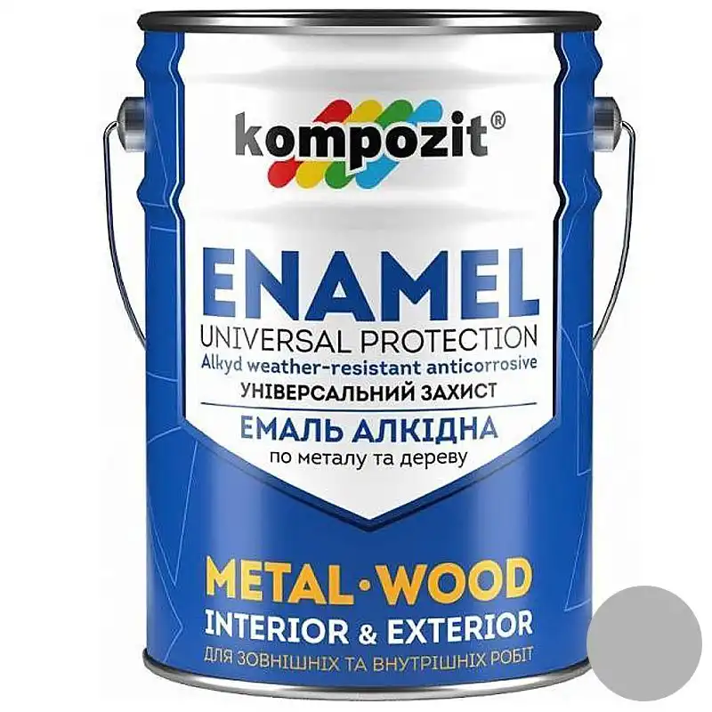 Эмаль Kompozit ПФ-115, 12 кг, глянцевый светло-серый купить недорого в Украине, фото 1
