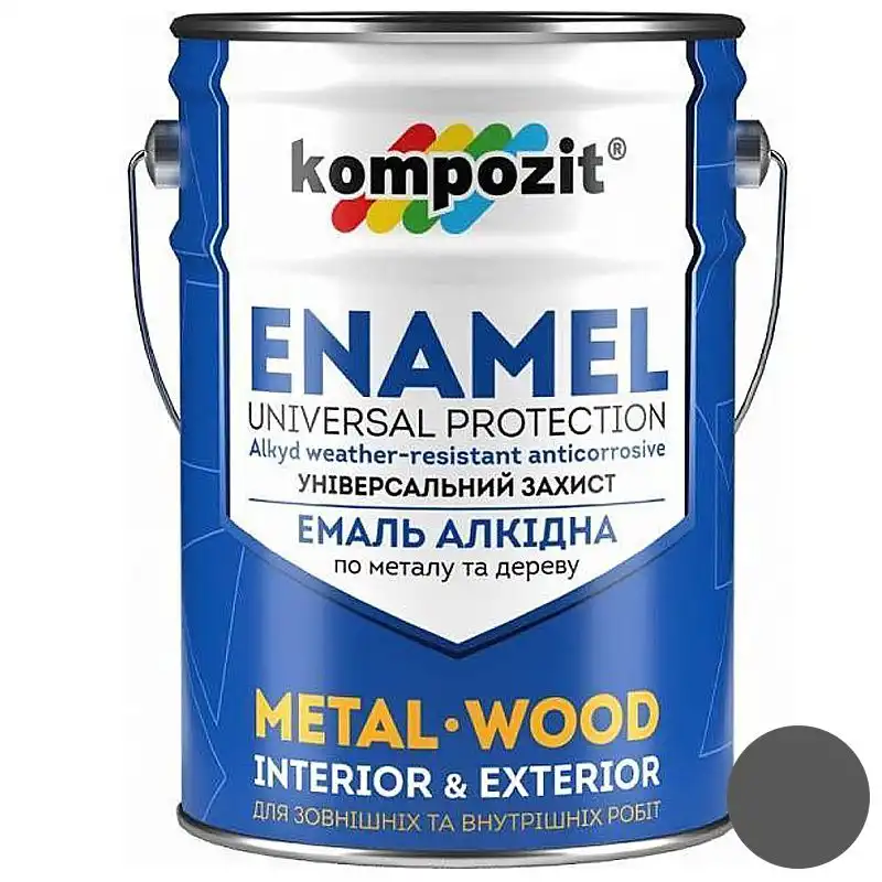 Эмаль Kompozit ПФ-115, 12 кг, глянцевый серый купить недорого в Украине, фото 1