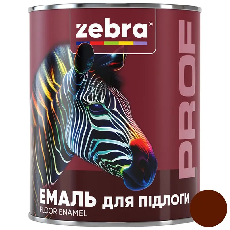 Емаль для підлоги  Zebra PROF  1187 087P,  0,8 кг, червоно-коричневий купити недорого в Україні, фото 1