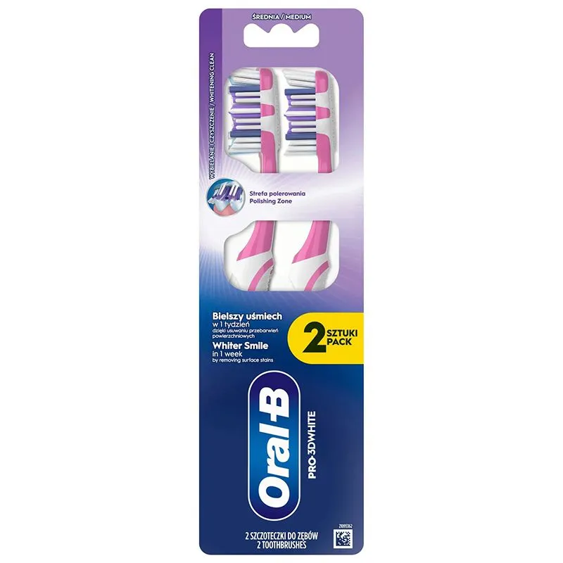 Зубная щетка Oral-B Pro-3D White Отбеливание 40, 2 шт, 8700216459761 купить недорого в Украине, фото 2
