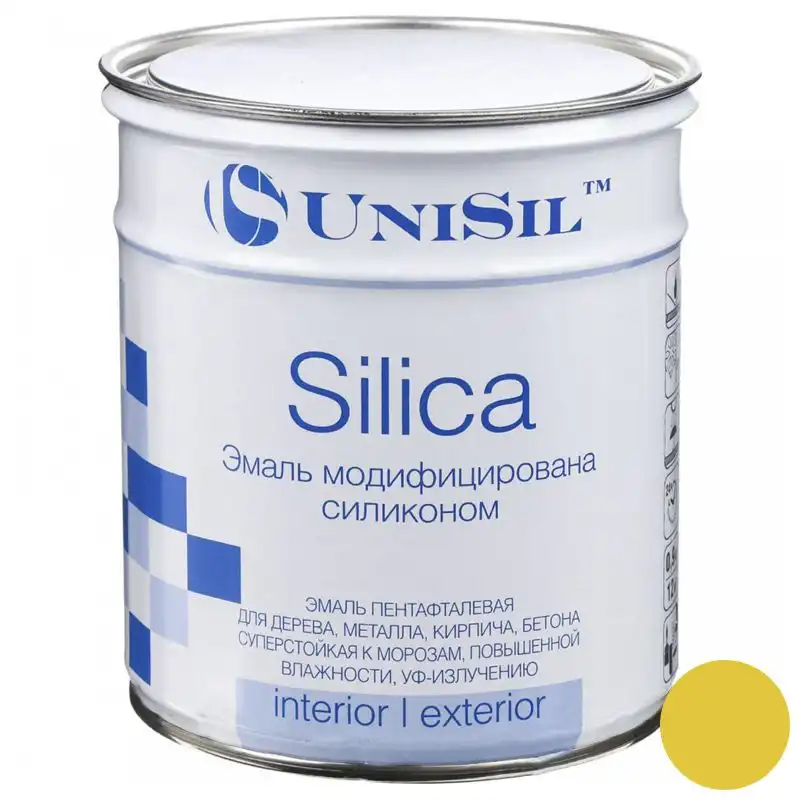 Емаль пентафталева UniSil Silica, 0,9 кг, глянцевий жовтий купити недорого в Україні, фото 1