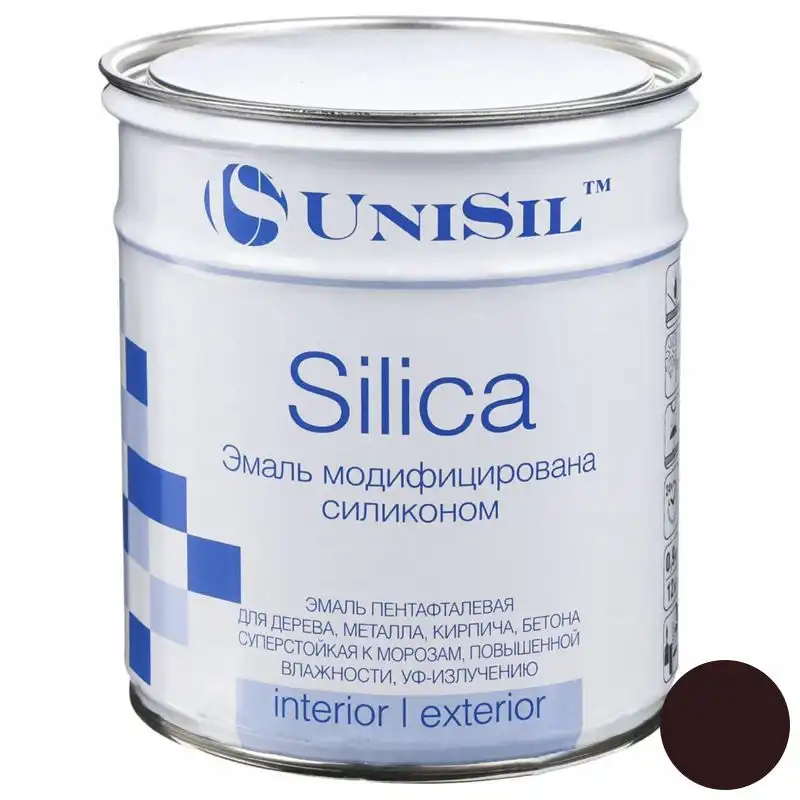 Емаль пентафталева UniSil Silica, 0,9 кг, глянцевий коричневий купити недорого в Україні, фото 1