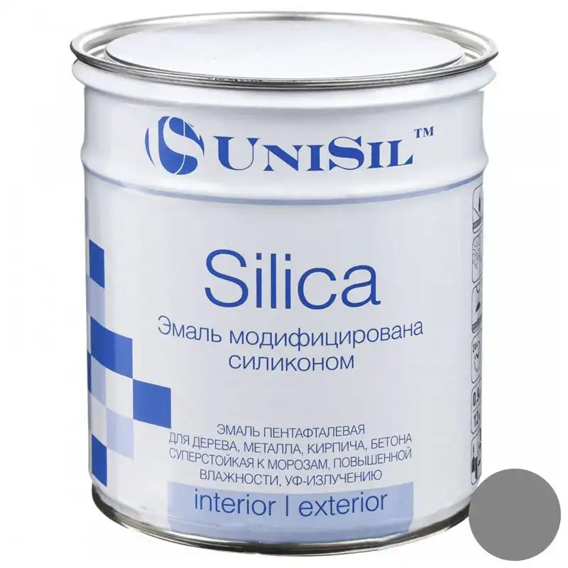 Емаль пентафталева UniSil Silica, 0,9 кг, глянцевий темно-сірий купити недорого в Україні, фото 1