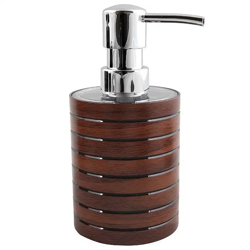 Дозатор для жидкого мыла AWD Madera, кнопочная, пластик, 0,25 л, коричневый, 2191002 купить недорого в Украине, фото 1