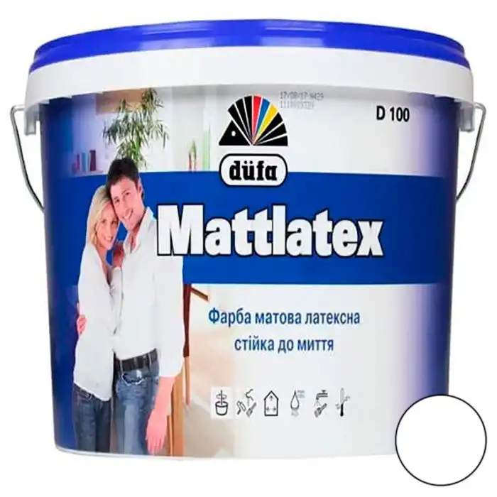 Краска интерьерная латексная Dufa Mattlatex D100, 1,4 кг, матовая, белый купить недорого в Украине, фото 1