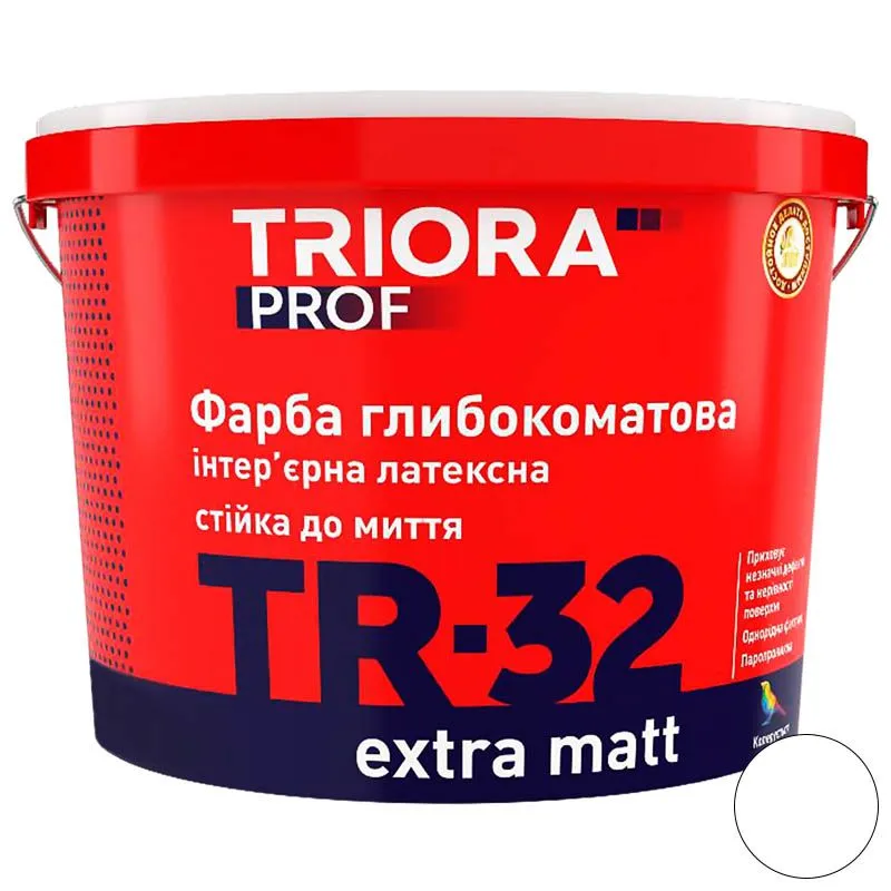 Краска интерьерная Triora TR-32 extra matt, 10 л, белый, глубокоматовая купить недорого в Украине, фото 1