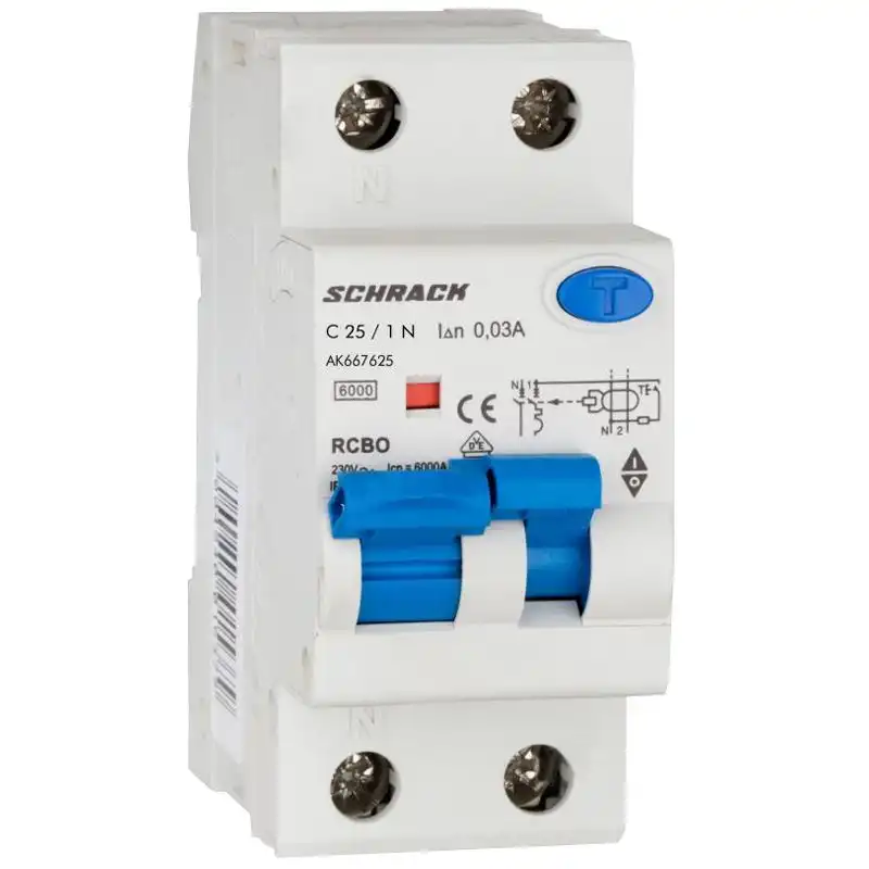 Диференціальний автоматичний вимикач Schrack, 6 кА, 30 мА, 1P+N, 25A, CA, AK667625-- купити недорого в Україні, фото 1