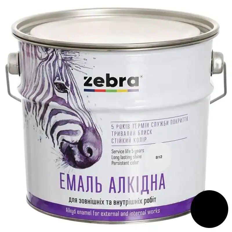 Емаль алкідна Zebra ПФ-116, 12 кг, чорний купити недорого в Україні, фото 1